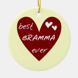 Gramma för röd hjärta bäst någonsin T-tröja Julgransprydnad Keramik