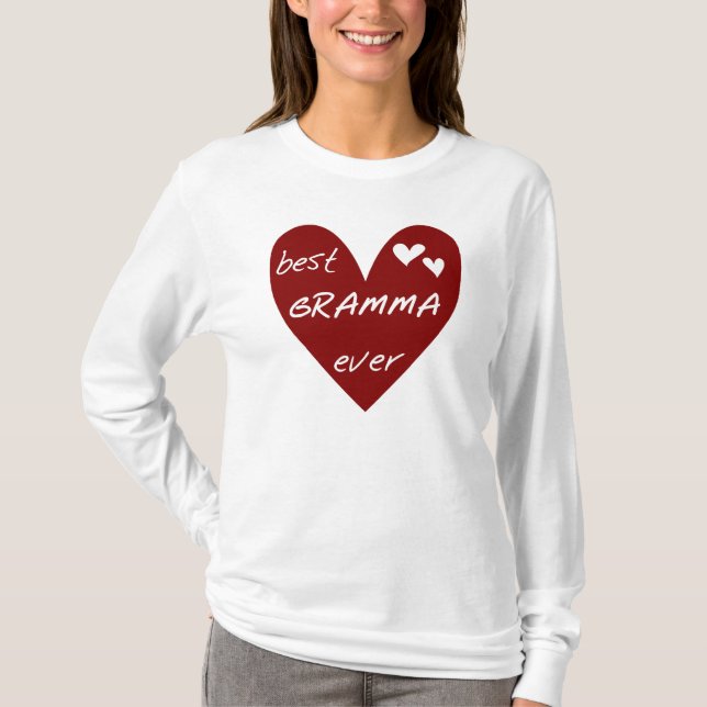 Gramma för röd hjärta bäst någonsin T-tröja och T-shirt (Framsida)