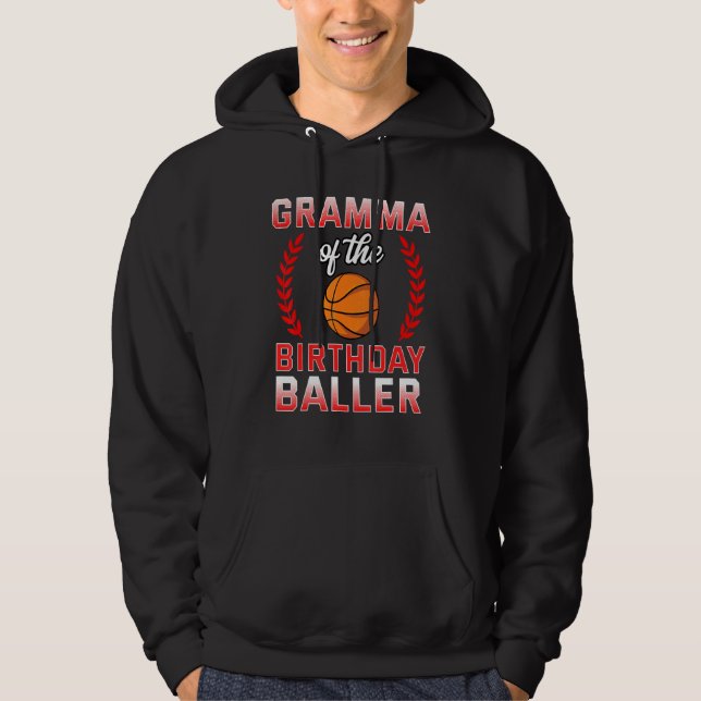 Gramma från födelsedagskorgen Basketboll Bday Cele Hoodie (Framsida)