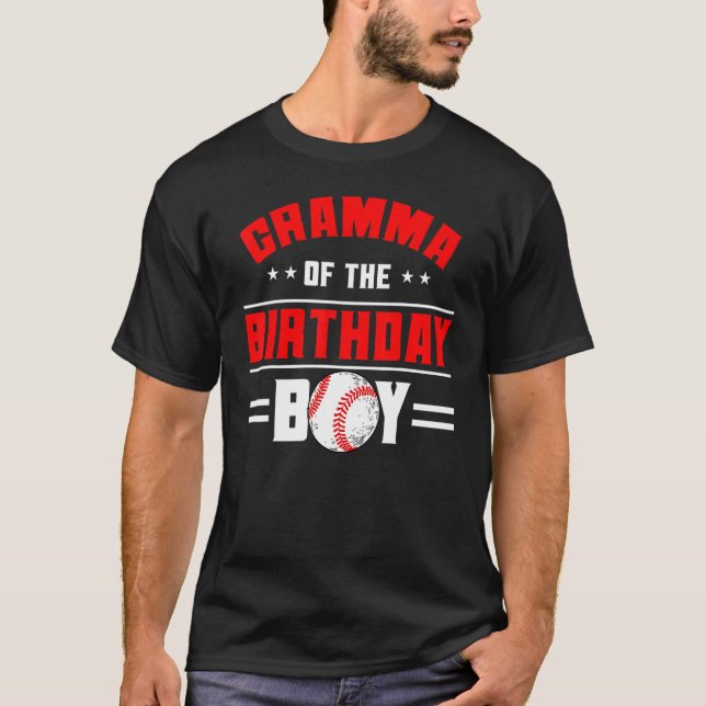Gramma of the Birthday Boy Baseball Theme Family B T Shirt (Framsida)