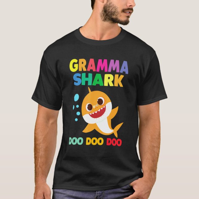 Gramma Shark Doo Doo Baby Mamma Kids T Shirt (Framsida)