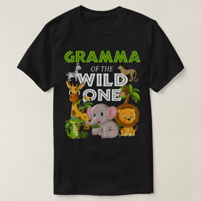 Gramma Vild 1 Zoo Birthday Safari Jungle T Shirt (Design framsida)