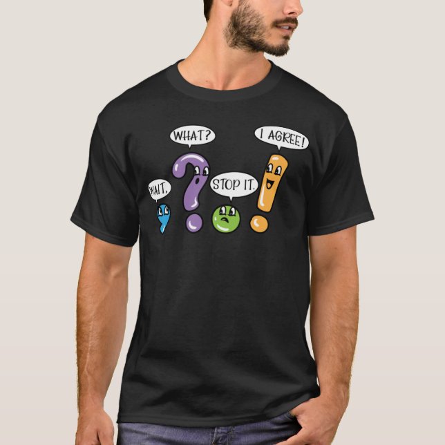 Grammar-interpunktion Vänta vad som stoppar det, j T Shirt (Framsida)