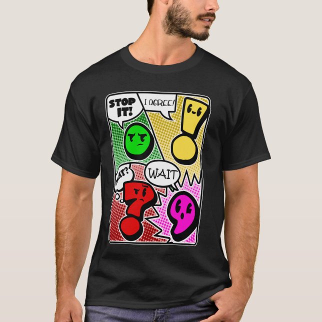 Grammar-interpunktion Vänta vad som stoppar det, j T Shirt (Framsida)