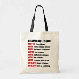 Grammar Lesson Humor, de är där Tygkasse