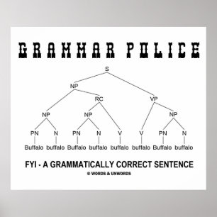 Grammar Police (Buffalo 8 Times Correct sentence) Poster
