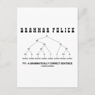 Grammar Police (Buffalo 8 Times Correct sentence) Vykort