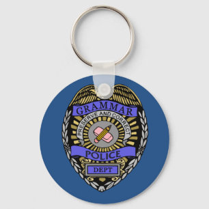 Grammar Police Dept Badge Pencil Eraser Nyckelring