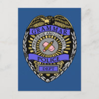 Grammar Police Dept Badge Pencil Eraser