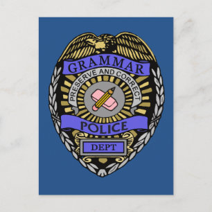 Grammar Police Dept Badge Pencil Eraser Vykort