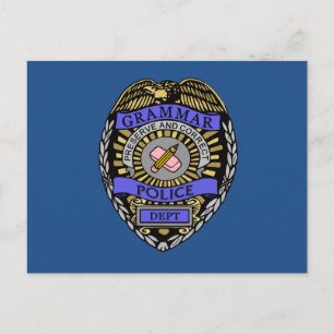 Grammar Police Dept Badge Pencil Eraser Vykort