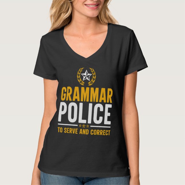 Grammar Police Funny English Teacher T Shirt (Framsida)