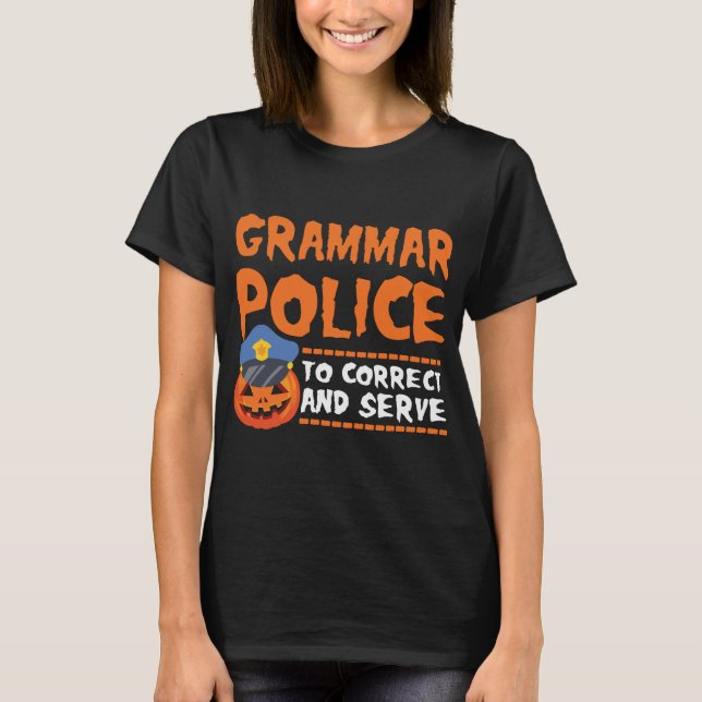 Grammar Police Halloween Costume T Shirt (Framsida)