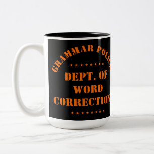 Grammar Police Humor Två-Tonad Mugg