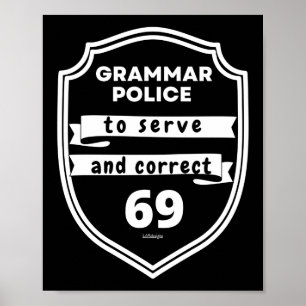 GRAMMAR POLICE TILL  OCH KORREKT Lustig Poster