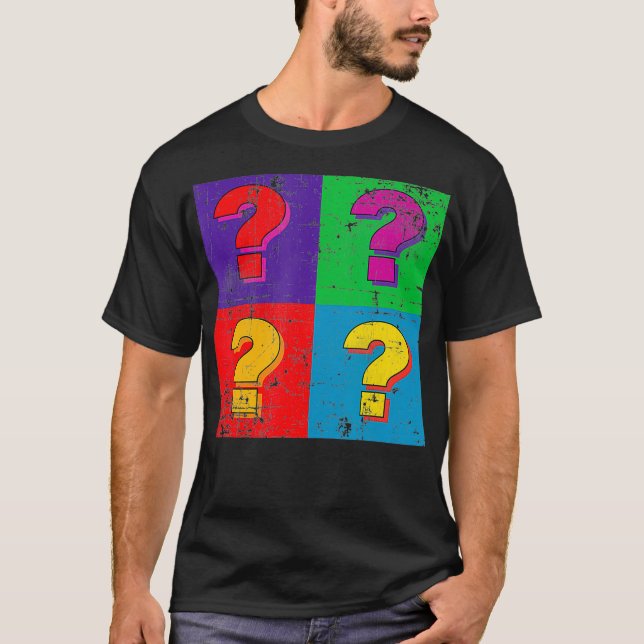 Grammar Punctuation Question Marks Retro Pop Art F T Shirt (Framsida)