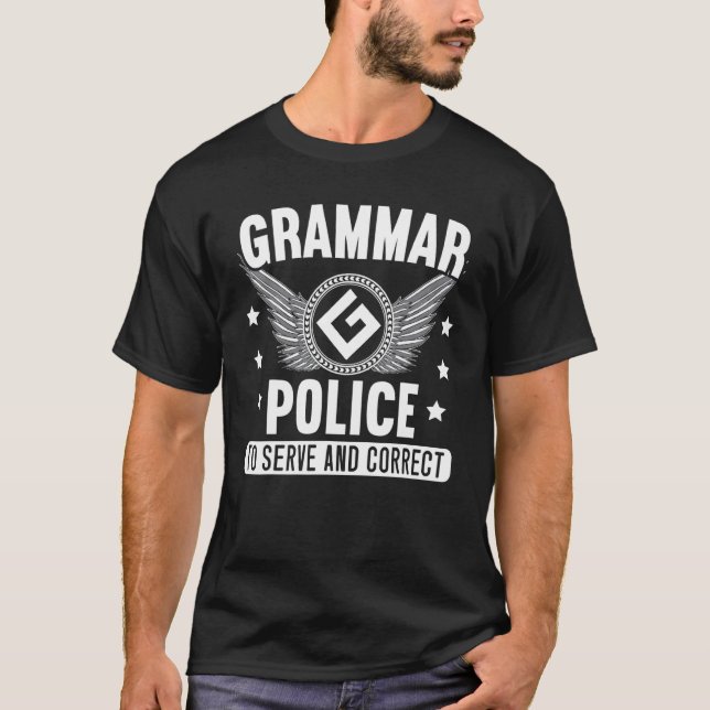 Grammarpolisen för en grammar Saker-litterär stum T Shirt (Framsida)