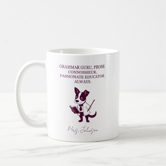 Grammatik Guru Prosa Kännare Passionerad Utbildare Kaffemugg (Vänster)