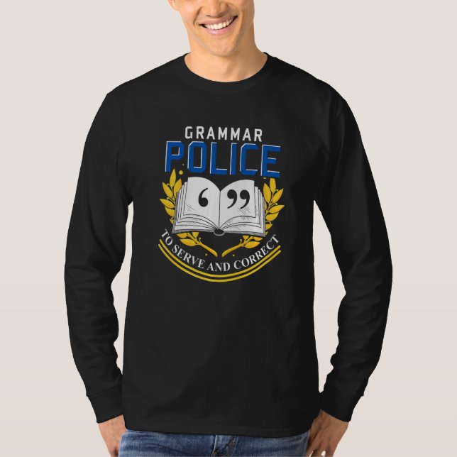 Grammatikkorrigering Grammar Police Grammar T Shirt (Framsida)