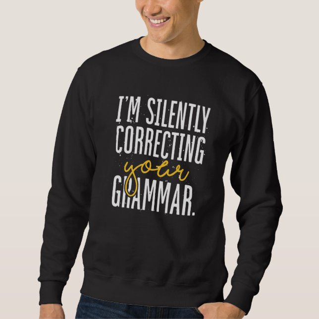 Grammatikkorrigering Stavning Grammar Police Gramm Lång Ärmad Tröja (Framsida)