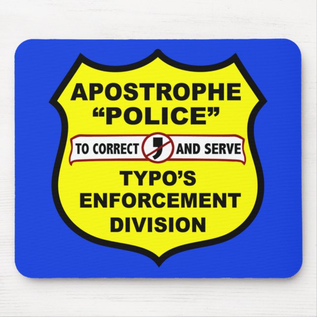 Grammatikpolisapostrof Mousepad Musmatta (Framsidan)