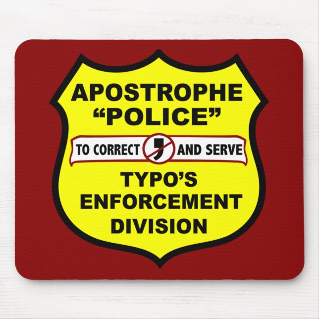 Grammatikpolisapostrof Mousepad Musmatta (Framsidan)