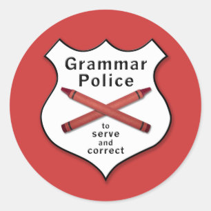 Grammatikpolisemblem Runt Klistermärke