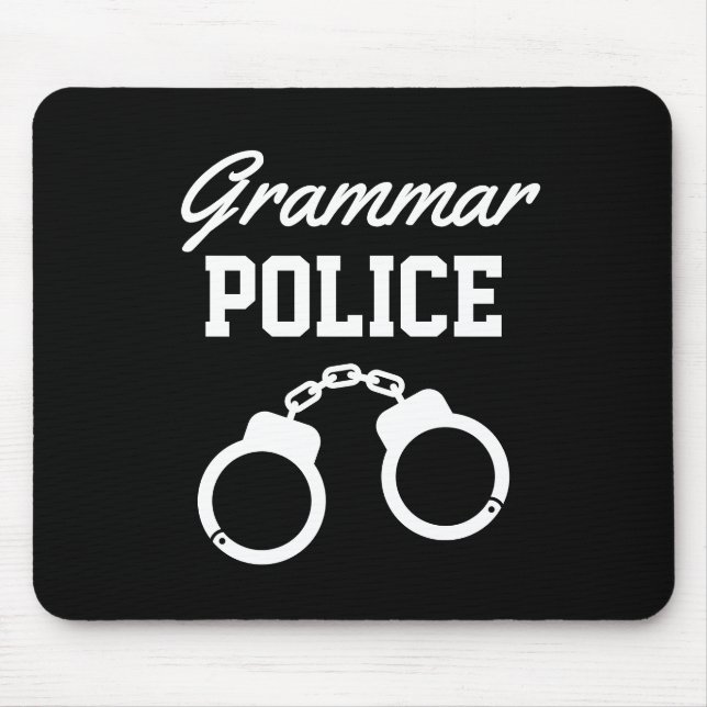Grammatikpolisens handfängsel Mouse Pad för lärare Musmatta (Framsidan)