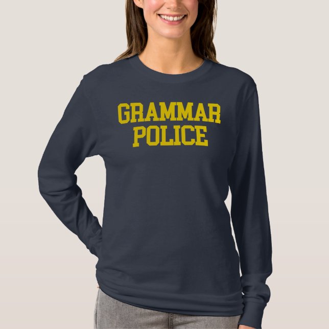 Grammatikpolislångärmad T T Shirt (Framsida)
