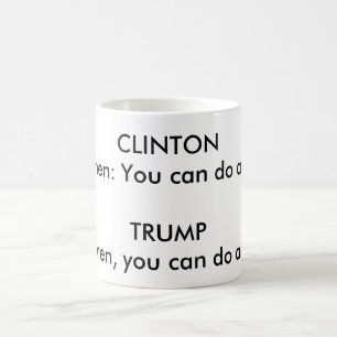 "GRAMMATISK SKILLNAD MELLAN CLINTON OCH TRUMF ", KAFFEMUGG