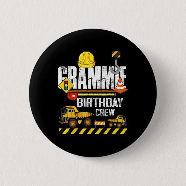 Grammie Birthday Crew Construction Excavator Party Knapp (Framsida)