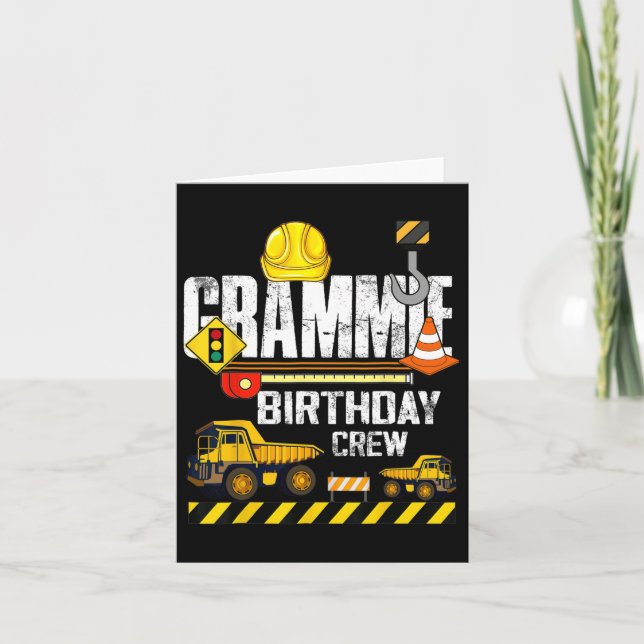 Grammie Birthday Crew Construction Excavator Party Kort (Framsida)