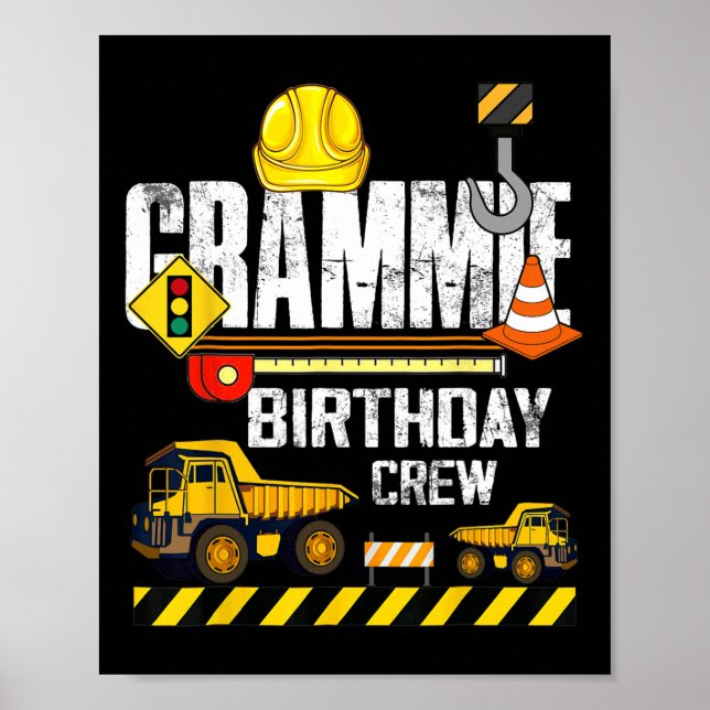 Grammie Birthday Crew Construction Excavator Party Poster (Framsidan)