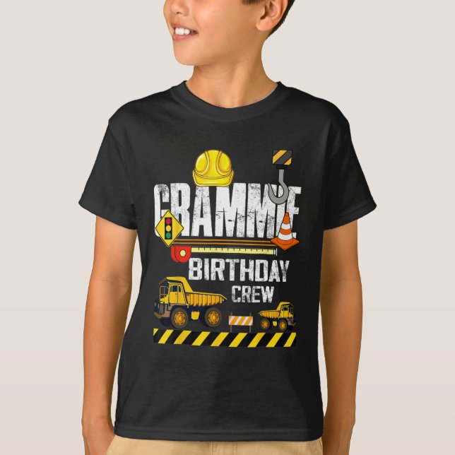 Grammie Birthday Crew Construction Excavator Party T Shirt (Framsida)