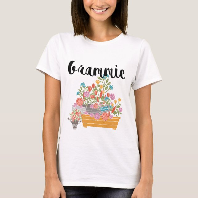 Grammie Blomsterträdgård Design T Shirt (Framsida)