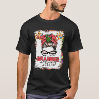 Grammie Claus Messy Bun Wink Öga jul Reindee T Shirt