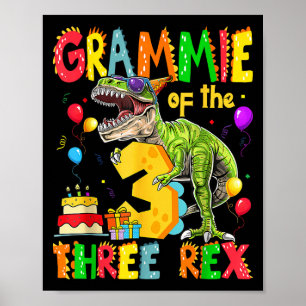 Grammie de tre Rex 3:e födelsedagspojken Dinosaur Poster