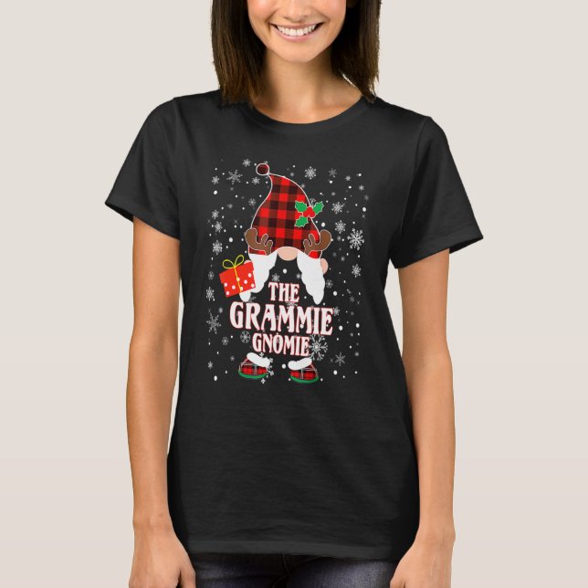 Grammie Gnome Buffalo Plaid Matching Family Christ T Shirt (Framsida)