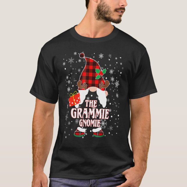 Grammie Gnome Buffalo Plaid Matching Family Christ T Shirt (Framsida)