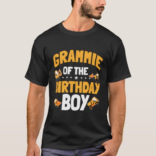 Grammie of the Birthday Boy Construction Worker Bd T Shirt (Framsida)