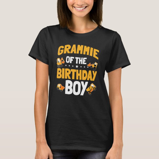 Grammie of the Birthday Boy Construction Worker Bd T Shirt (Framsida)