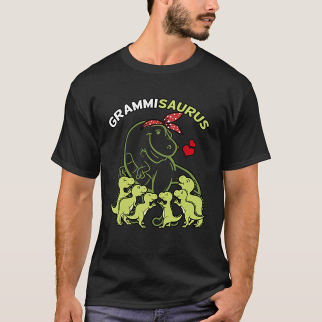 Grammisaurus Grammi 6 Kids Dinosaur Mother s Day T Shirt (Framsida)