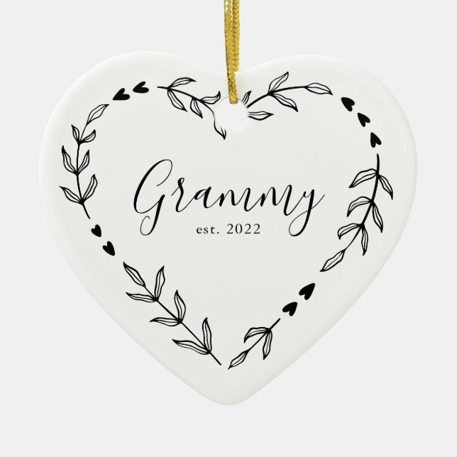 Grammy År Est. Jul Keramisk Ornament (Framsidan)