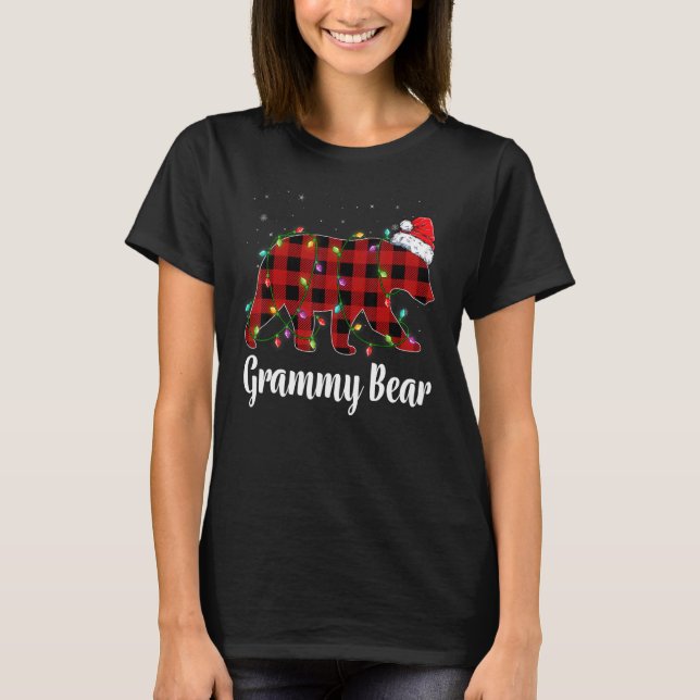 Grammy Bear Buffalo Red Plaid Matching Family Chri T Shirt (Framsida)