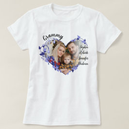 Grammy-blommans hjärta med Barnbarn Namn och foto T Shirt