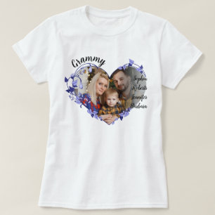 Grammy-blommans hjärta med Barnbarn Namn och foto T Shirt