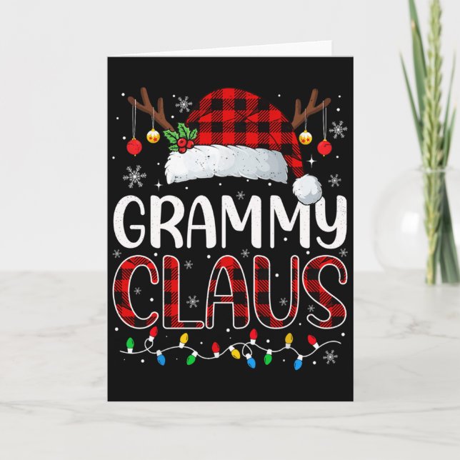 Grammy Claus Christmas Lights Pajama Family Matchi Kort (Framsida)