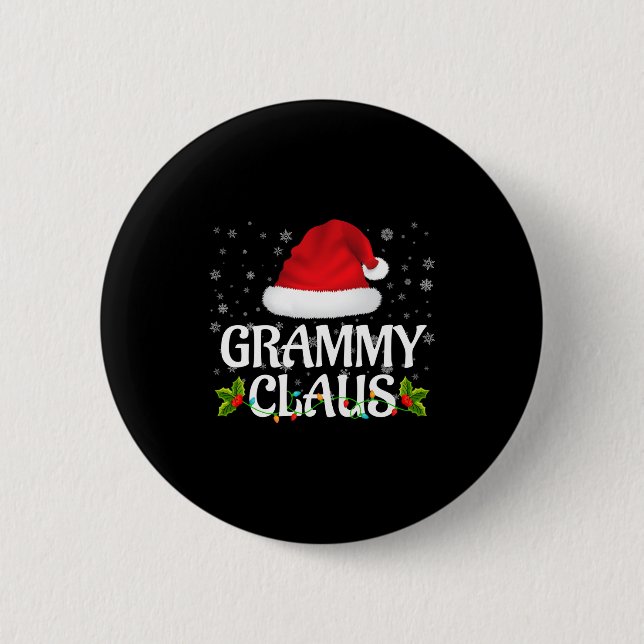Grammy Claus Christmas Lights Santa Pajama Family  Knapp (Framsida)