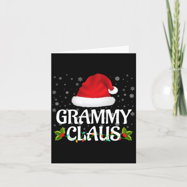 Grammy Claus Christmas Lights Santa Pajama Family  Kort (Framsida)