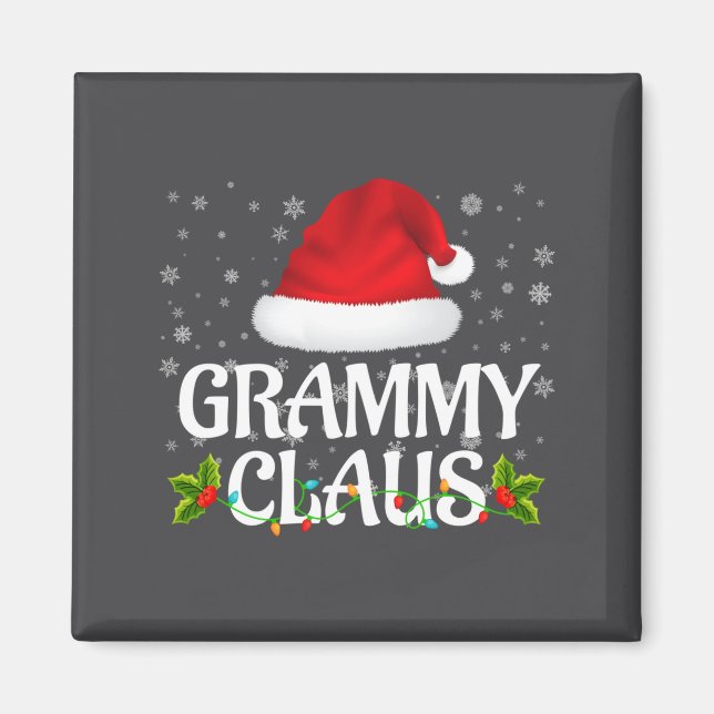 Grammy Claus Christmas Lights Santa Pajama Family  Magnet (Framsidan)